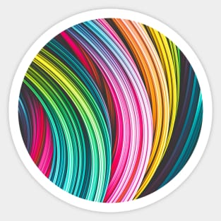 Colorful Abstract Art Strands. Circle Crop Sticker